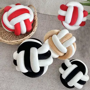 Soft Knot Pillow Ball, Round Woven Cushion, Soft Cushions, Modern Home Decor, Handmade Pillow for Bedroom & Sofa, Holiday Gift Idea