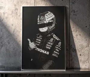 Kimi Antonelli Poster s Racing Car Black and White Motorsport Art Print
