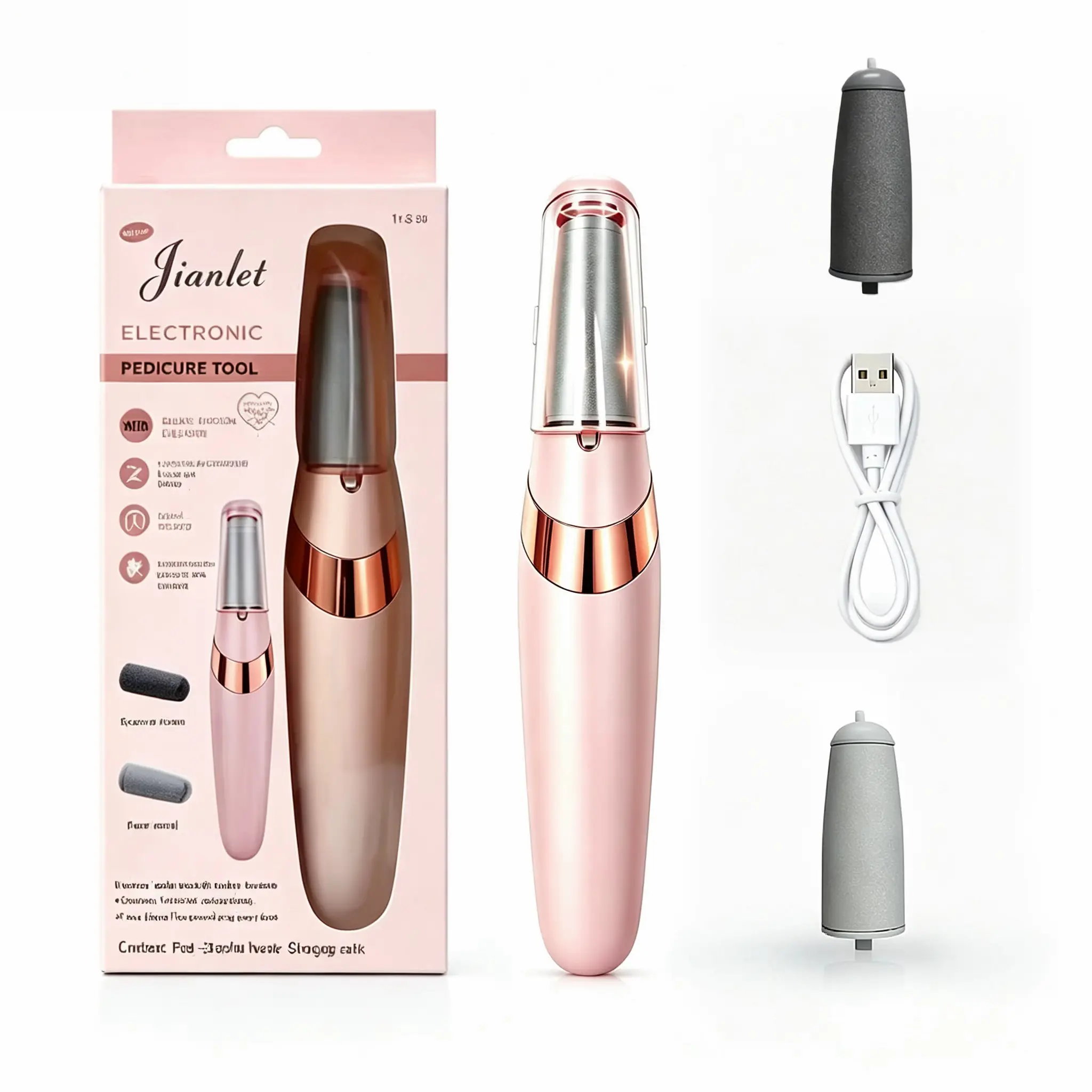 Rechargeable Electric Foot File, Portable Foot Grinder with Replacement Head, Pedicure Machine, Professional Rechargeable Pedicure Tool, Feet Callus Remover for Home Foot Care