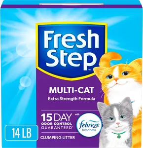 Clumping Cat Litter, Multi-Cat, Long Lasting Odor Control Kitty Litter with Activated Charcoal, Low Dust Formula, 14 lb