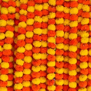 Artificial Marigold Flower Garland for Parties, Wedding, Diwali, Mehndi, Pooja, Festival Decor, Traditional Indian Theme, Home Decoration, Decorative Flowers Ornaments