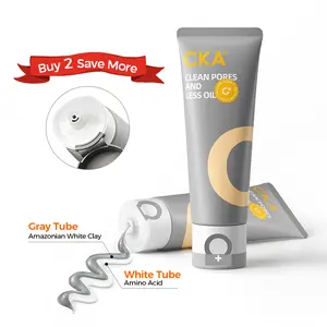 [CKA] Amazonian White Clay Dual-Tube Cleanser, Deep Oil Control Cleansing Moisturizing, Amino Acid Deep Pore Cleanser for Women and Men Face Wash, Lunar New Year Sale