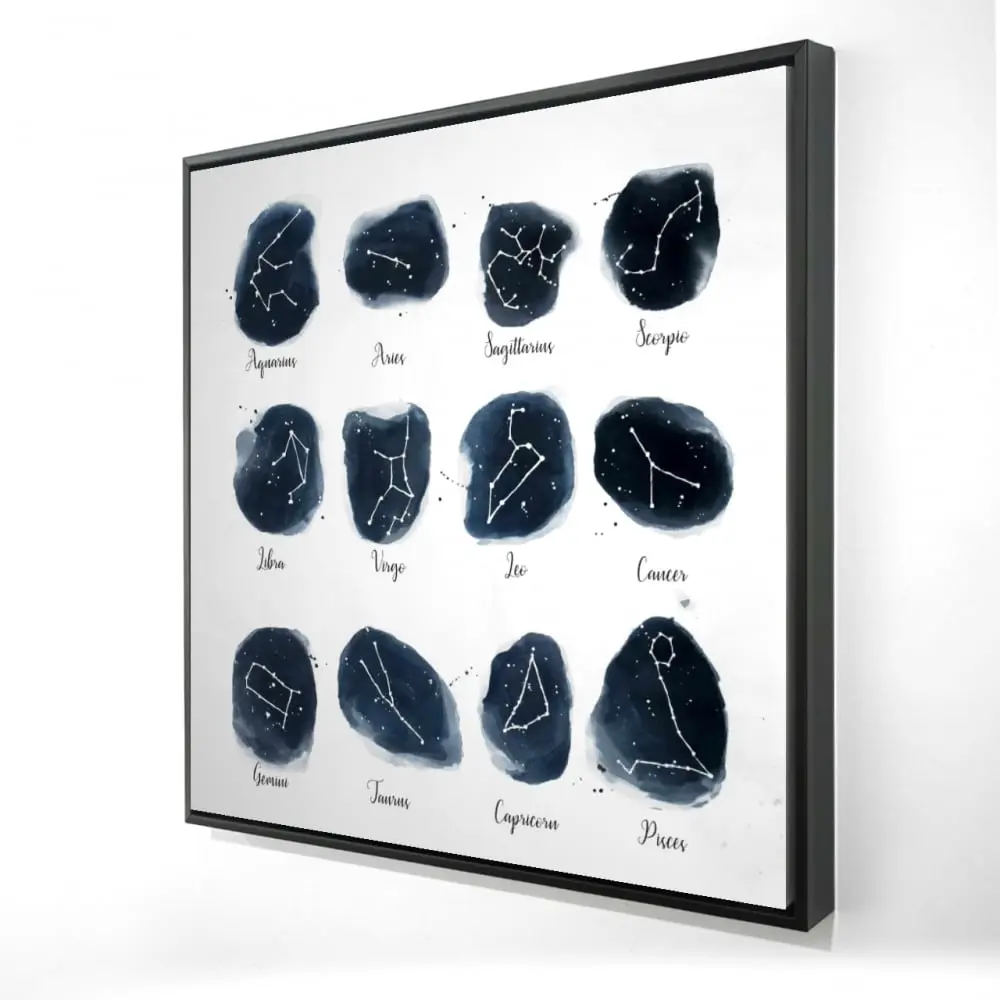 212 MAIN Artistic Zodiac Constellations Stars Wall Art Poster & Print, 24x24 in Celestial Aesthetic Artwork, Zodiac Signs Art Wall Decor for Bedroom Home Supplies Gift