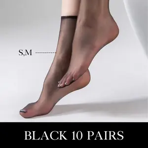 10-Pack Women’s Sheer No-Show Crystal Ankle Socks – Soft, Breathable, High Stretch Invisible Socks, Black One Size for Work, Casual & Everyday Wear