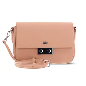 Lacoste NF4757DZ Crossbody Bag Sleek Everyday Designer Style with Iconic Crocodile Logo Textured Faux Leather Flap Closure & Adjustable Strap
