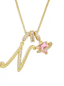 Women's Initial Heart Necklace, Cubic Zirconia Pendant, 18k Plated, Customizable, Perfect for Gifts, Birthdays, Anniversaries