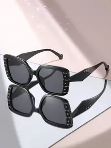Luxury Rhinestone Square Frame Sunglasses, Vintage Sparkle, Uv400 Protection, Perfect for Driving, Street Photography, Parties, Fashionable Sunglasses, Modern Sunglasses, Trendy Square Sunglasses