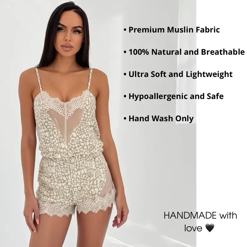 Pajamas & Loungewear Nightwear Womenswear Premium Muslin Pajama Set – Handmade with Love Homewear Comfort Pyjamas Pjs Soft Breathable Lightweight Casual Sleeveless Summer Dream Fabric