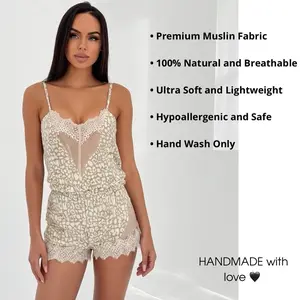 Pajamas & Loungewear Nightwear Womenswear Premium Muslin Pajama Set – Handmade with Love Homewear Comfort Pyjamas Pjs Soft Breathable Lightweight Casual Sleeveless Summer Dream Fabric