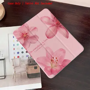 This double-sided floral and scripture patterned case features an adjustable stand and pen holder, and is a foldable, non-slip TPU protective case suitable for Samsung, iPad mini, iPad Air, iPad Pro/iPad 10th and 11th generation iPads.