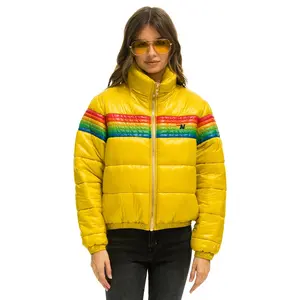 6 STRIPE LUXE APRES PUFFER JACKET - GLOSSY HONEY