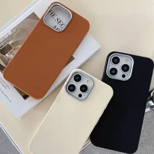 Leather-textured business-grade premium phone case suitable for iPhone 17 Pro Max, popular plain leather case, solid color, simple design for iPhone 17