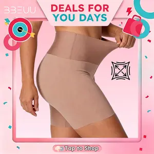 BBEUU Seamless Shapewear Shorts - Soft Fabric Ruched Design for Light Compression & Anti-Slip Grip Technology Highwaist Tummy Control Belly Control Bodysuit Minimalist
