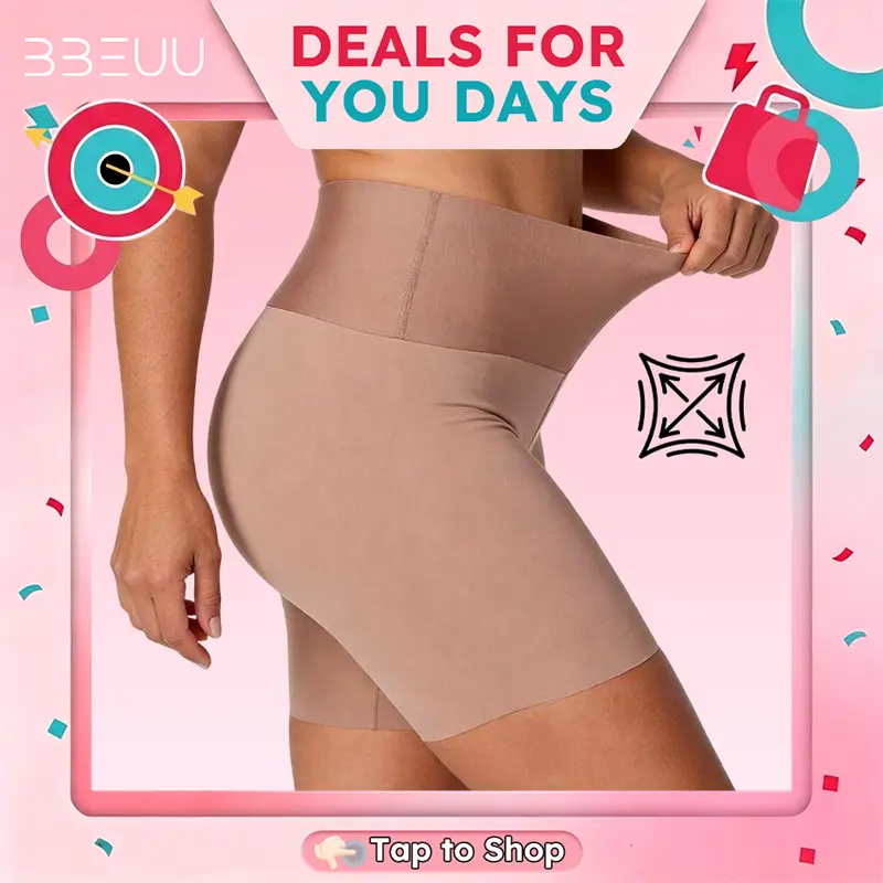 BBEUU Seamless Shapewear Shorts - Soft Fabric Ruched Design for Light Compression & Anti-Slip Grip Technology Highwaist Tummy Control Belly Control Bodysuit Minimalist