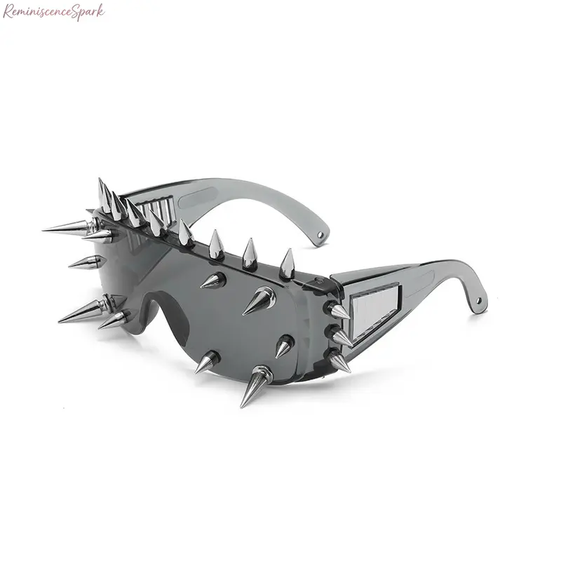 Unisex Punk Spiked Edgy Sports Outdoor Sunglasses - Flat Top Frame, UV Protective, Bold Statement Eyewear for Streetwear, Festivals