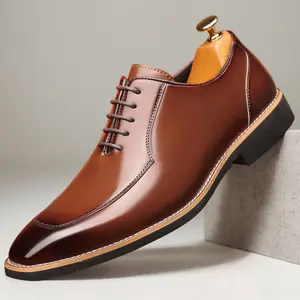 Men's large-size classic Oxford shoes - solid color, pointed toe, lace-up, low cylinder, rubber sole, business casual and simple style, formal shoes suitable for weddings 98576A