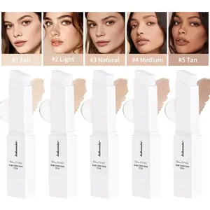 1Pcs two-in-one color changing foundation Concealer make-up stick brightens skin tone, moisturizes light and thin foundation, medium to full, Hydrating flawless coverage, double detachable brush Women's cosmetics holiday gift