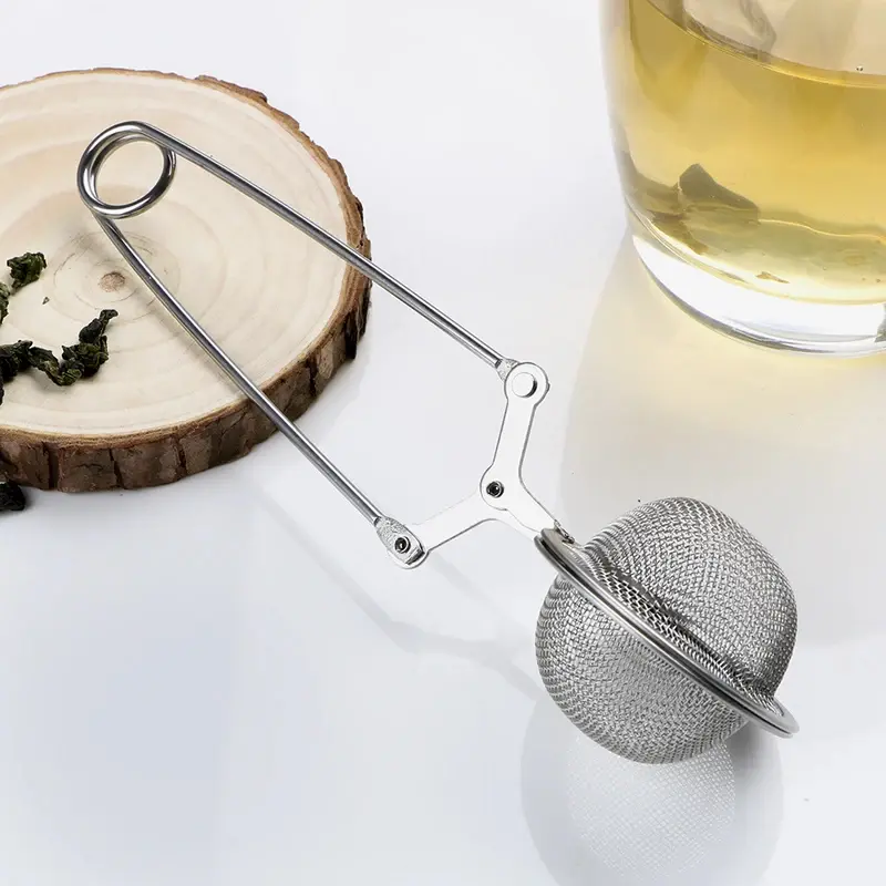 Tea Infuser Handle Tea Ball Sphere Mesh Tea Strainer Coffee Herb Spice Filter Diffuser Kitchen Gadget Stainless Steel Kitchen Accessories