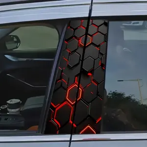 2-piece checkered pattern car sticker, Car decals, suitable for all car models, waterproof, scratch resistant, durable vinyl sticker, used for car door B-bar, self-adhesive and easy to install, space theme