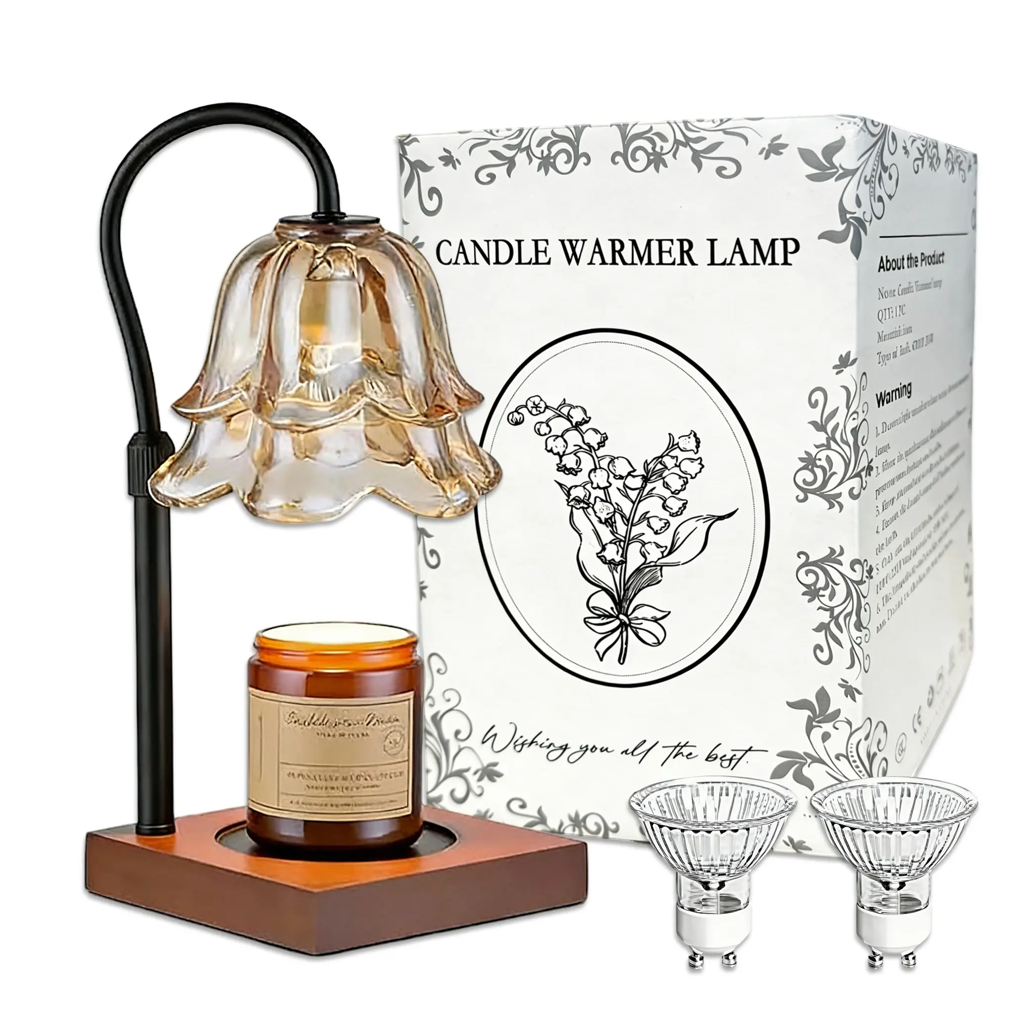 Clear Gold Flower with Black Stem