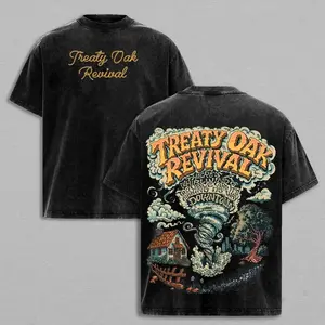 Retro Treaty Oak Revival Tee Wash – Vintage Americana Washed Band T-Shirt, Texas Red Dirt Rock Graphic Tee, Unisex Oversized Streetwear Shirt, Classic Western Country Rock Aesthetic Tee TSQ