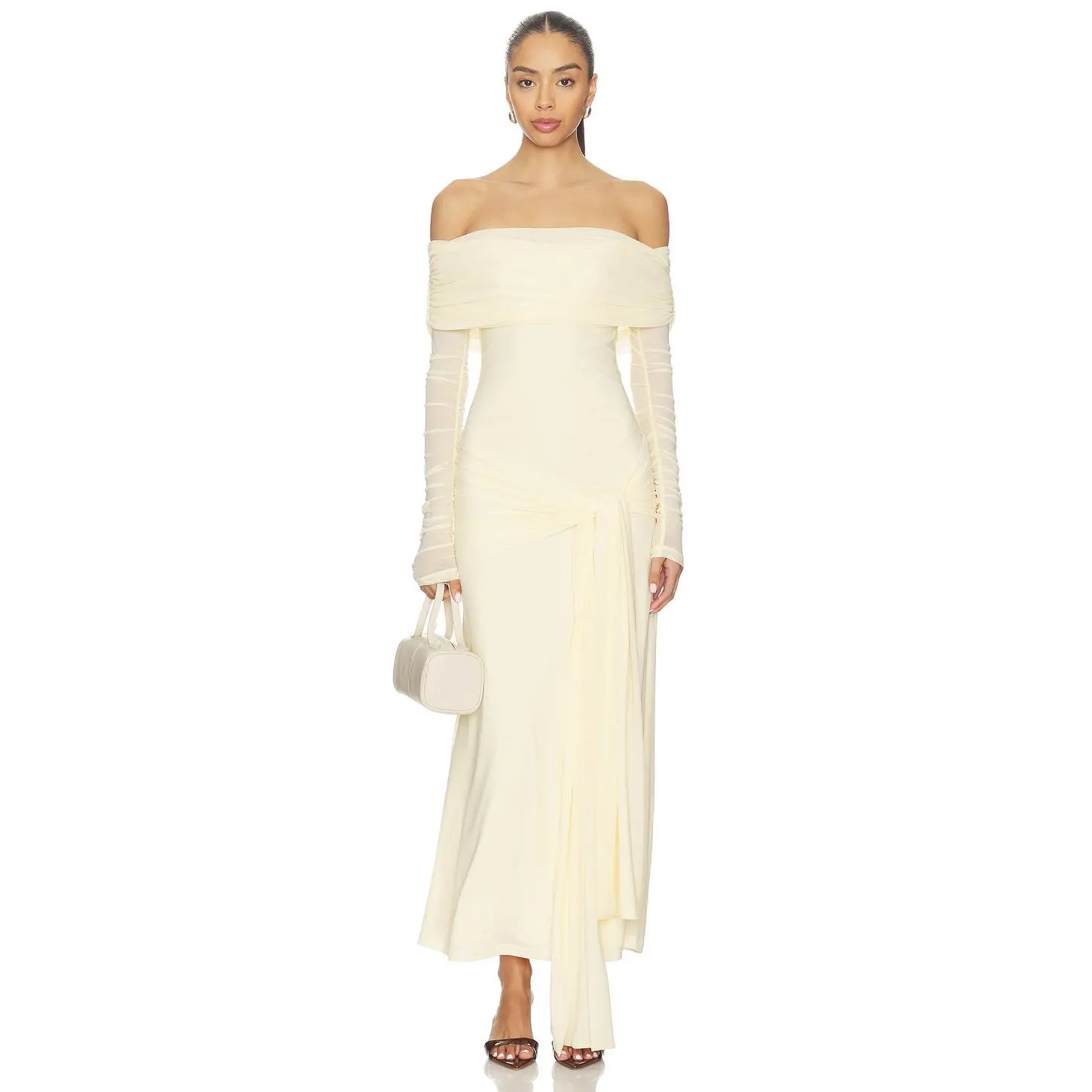 Bardot Selina Tie Front Mesh Dress in Buttercup
