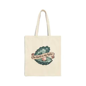 Sea Magic Inspirational Tote Bag - "The World is My Oyster" - Eco-Friendly Shopping Bag, Beach Tote, Witchy Tote Bag, Reusable, Siren Core, Ocean Aesthetic, Summer Bag