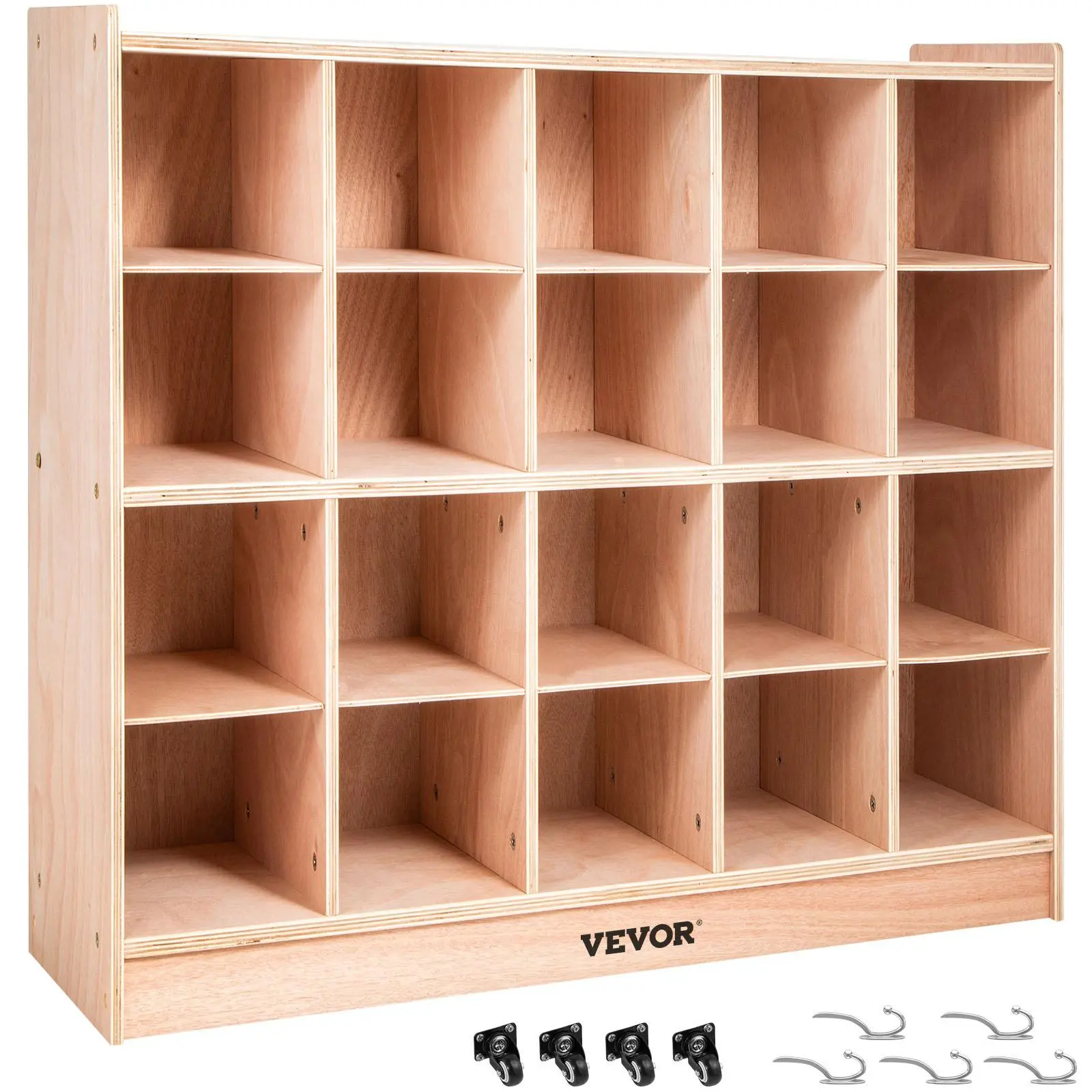 【SummerFinds】VEVOR Cubby Mobile Tray Storage Cabinet, 20-Compartment Cubby Storage Shelf, Cubby Storage Cabinet 4 x 5, Classroom Cubbies, Classroom Furniture for Home, Daycare and Preschool, Natural,dorm essentials,home decor