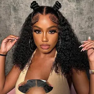 Wear and Go Glueless Wigs Human Hair Pre Plucked Pre Cut Lace Front Wigs for Black Women 200 Density Water Wave Bob Wig Human Hair Curly Wig