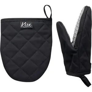 Oven Mitts Heat Resistant – (Black Color) Mini Oven Mitts, Silicone Gloves Heat Resistant, Kitchen Gloves for Cooking, Silicone Oven Mitts & Pot Holders Sets, Kitchen Pot Holders & Oven Mitts Sets