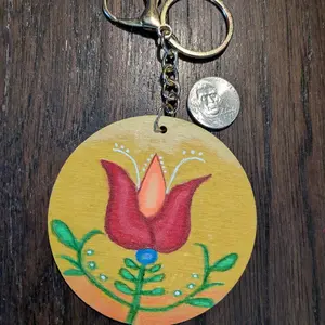Hand Painted Indigenous Flower Keychain or Purse Charm