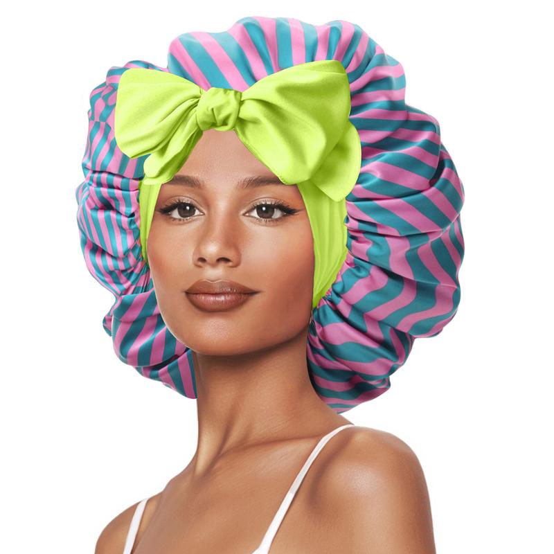 SeSe Code Store Satin Bonnet for Sleeping Silk Bonnet Double Layer Hair Bonnet with Elastic Tie Band for Curly Hair Night Bonnet
