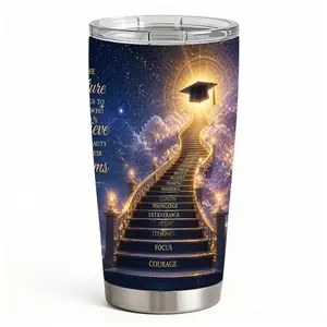 20oz Inspiring Future Dream Staircase with Graduation Cap Stainless Steel Tumbler， Tumbler with Lid Double Wall Vacuum Insulated Travel Mug， Coffee Cups With Lids， Perfect Gifts For Birthday Holidays