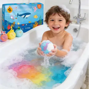 Children Bath Bombs with Surprise Sea Toys, 12 Count 50g Gentle Skin Safe Fizzy Bubble Bath Spa Set, Perfect Gift for Kids Birthday Christmas