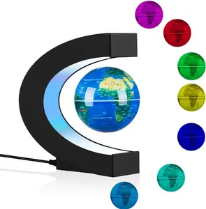 VGAzer Magnetic Levitation Floating Globe with Ball World Map & LED C Shape Base,Education Piece Gift, Office Decor Gadget , Levitating Earth Demo