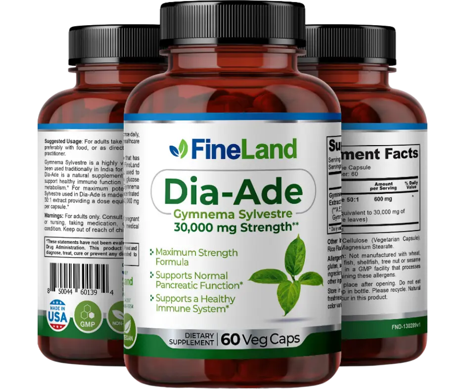 FineLand DIA-ADE Supports a Healthy Immune System, Supports Normal Pancreatic Function, Maximum Strength Formula