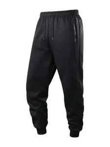 One Size Cuffed Sweatpants Casual Style Drawstring Waist Side Zipper Fleece Lining Urban Commuter Office Wear, Trendy Elastic Waist Cuffed Structure Fleece Lining Fitness Training Apparel