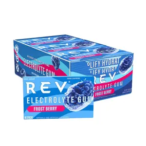 REV Electrolyte Gum, Frost Berry, Sugar-Free with Essential Electrolytes,12 Count (12 Pack, Frost Berry)