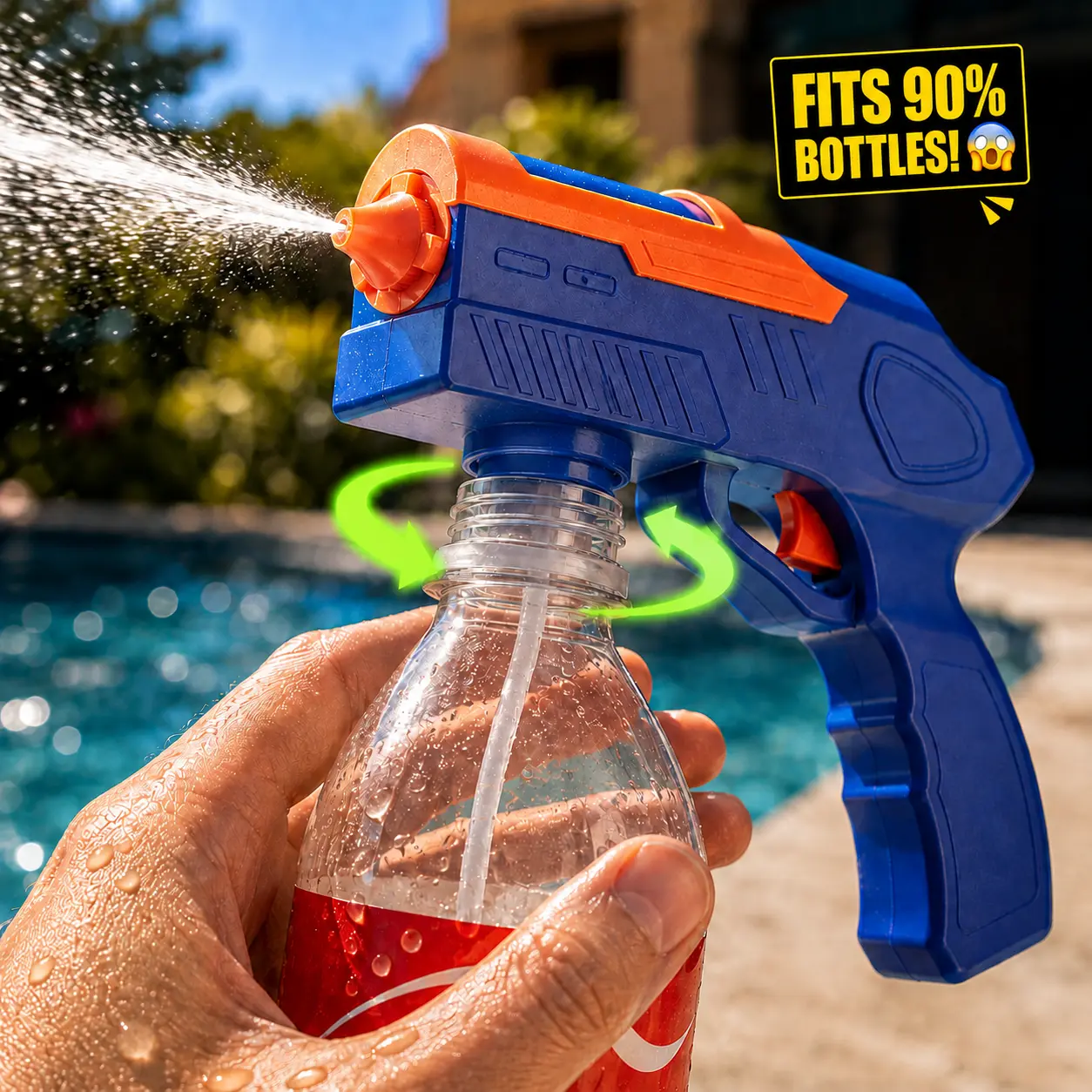 Automatic Squirt Watergun for Kids & Adults - Rechargeable, 1-Click Auto Blaster, Fits 28mm Soda Bottles, 20FT Range, Compact & Powerful, Lightweight, Batteries Included, Backyard Fun Pool Beach Summer Toy Gift Automatic Water Blasts, 200Kpa (29 Psi)