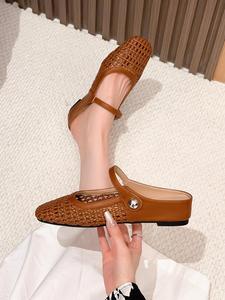 Women's Fashionable Square Toe Slip on Flats, Casual Spring Comfortable Breathable Flat Shoes for Daily Wear, Lightweight Breathable Shoes for Women & Girls, Slip on Mules