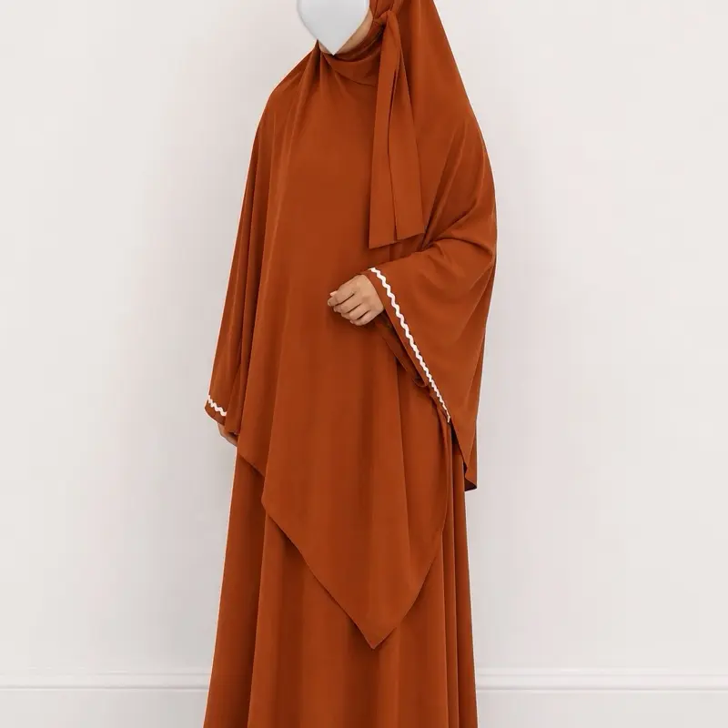 Women's Islamic 3-Piece Khimar & Dress Matching Set - Casual, Elegant, Breathable Premium Fabric for Everyday Modest Wear