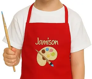 Personalized Kids Apron with Embroidered Name - Artist Design | Ages 3-11 & Adult