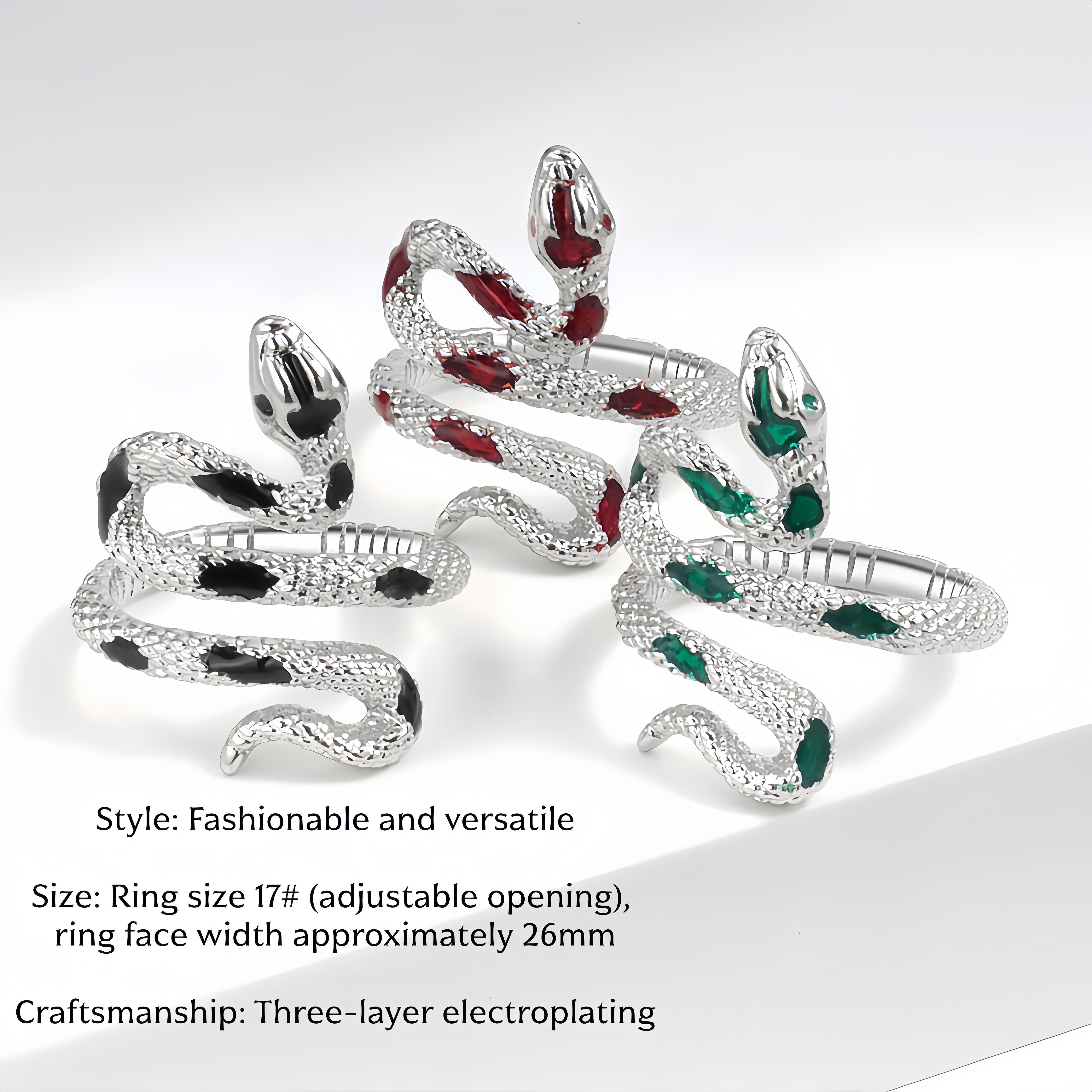 Serpent Ring: Women's Fashion Jewelry & Accessory — A Coiled Serpent-Style Ring, an Ideal Choice for Holiday and Birthday Gifting; Fully Adjustable Size.