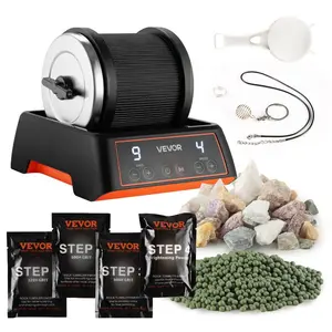 VEVOR Rock Tumbler Kit, 2 lbs Rock Polishing Kit, 4 Speed Settings 9-Day Polishing Timer Stone Polishing Kit, Rock Polisher with Rough Gemstones and Polishing Grits, Rock Polisher for Adults Kids
