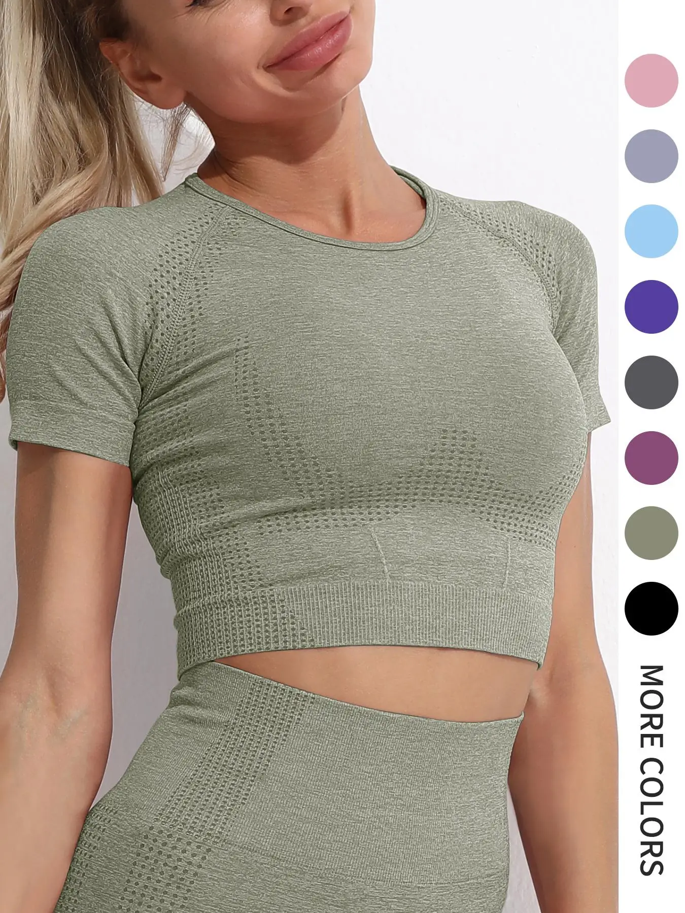 Women's Plain Raglan Sleeve Crop Sports Tee, Quick Drying Breathable Short Sleeve T-shirt for Gym Workout Running, Summer 2024 Clothes Women, Summer O