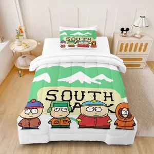 Soft South Park Pattern Bedding Set, Includes 1 Blanket and 1 or 2 Pillowcases Without Pillows, Perfect Gift Idea