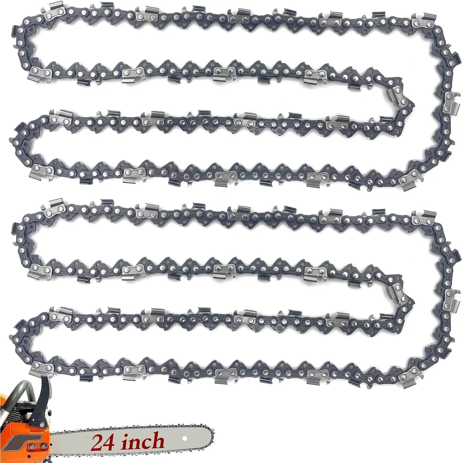 2 Pack 24 Inch Chainsaw Chain .050" Gauge 3/8" Pitch 84 Drive Links, 24 Inch Replacement Chains Fit for Husqvarna 460, 460 Rancher, Stihl MS 260, Echo, Poulan, Makita and More-Upgraded