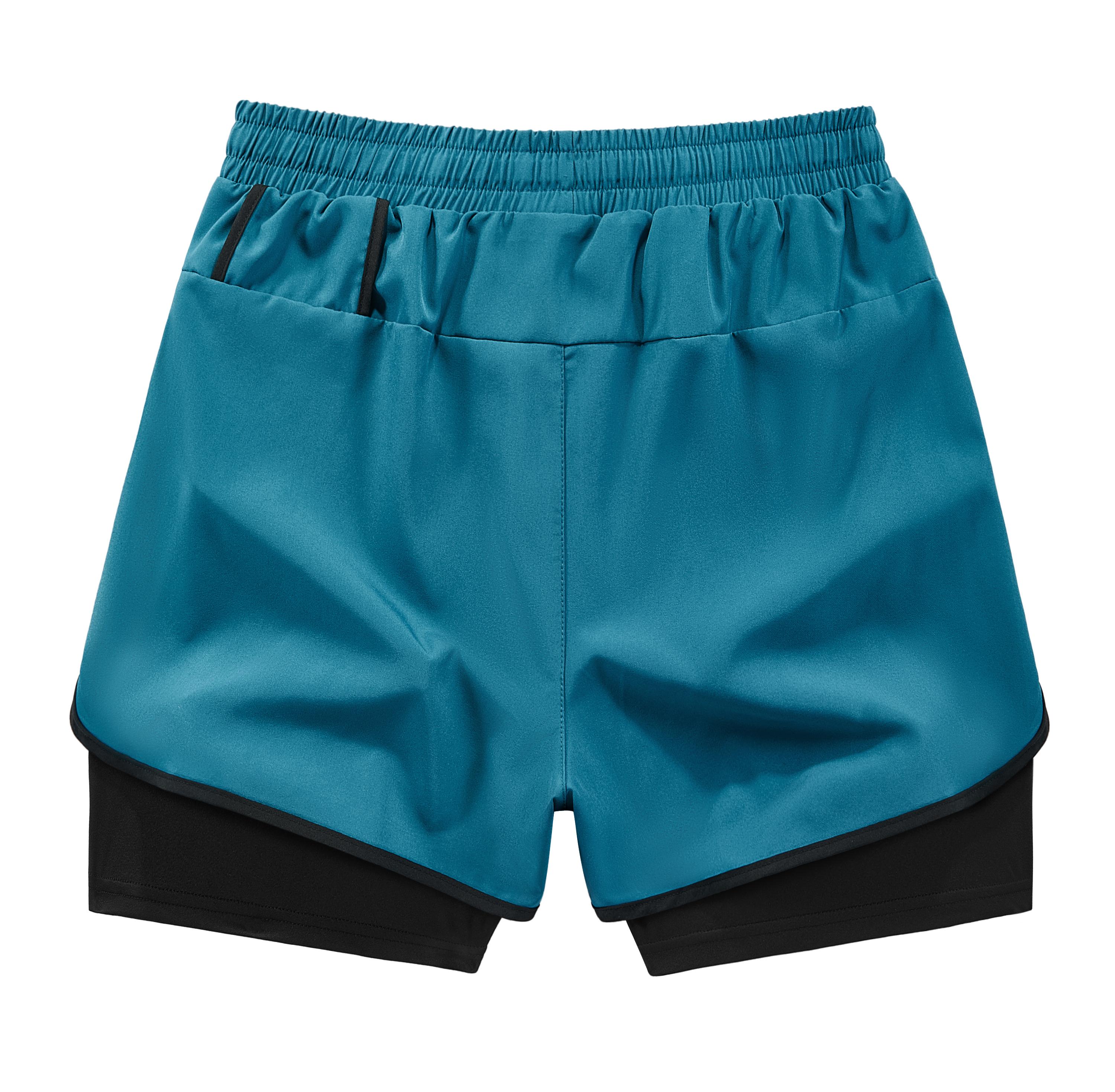 Men’s 5-pack double-layer faux two-piece running shorts with phone pocket and towel loop; quick-drying, breathable, anti-exposure design; lightweight and comfortable; versatile for running, fitness, basketball training, everyday commuting.