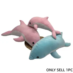 Cute Cartoon Dolphin Plush Toy, 30cm & 50cm Soft Short Fur Bed Pillow, soft stuffed animals, cuddly stuffed animal, Bedroom Decor, Perfect Gift for Friends, Ocean Animal Stuffed Doll