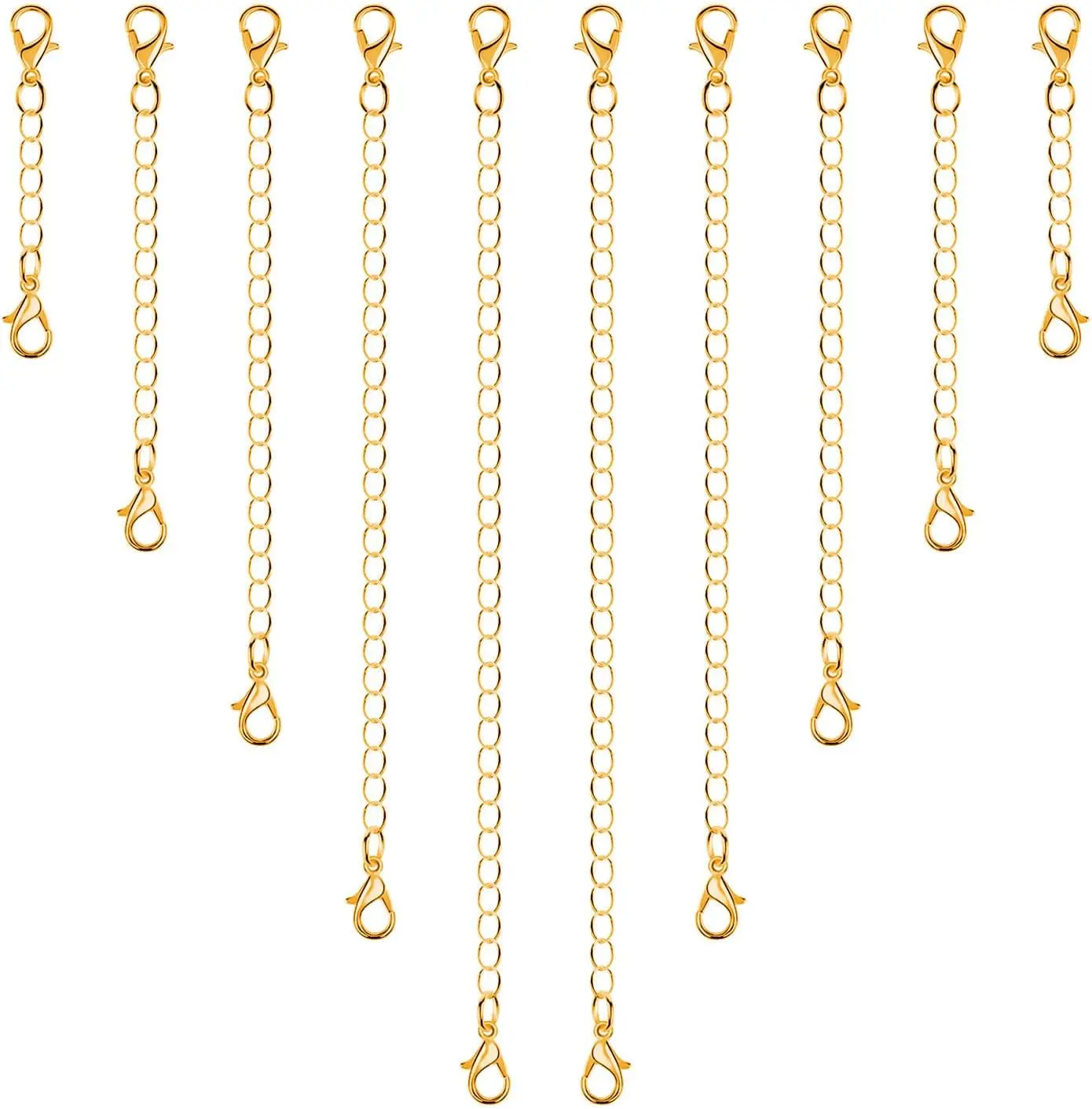 Chain Extenders for Necklaces, 10 count   Extenders for Necklaces, Stainless Steel Chain Extenders for Necklace, Bracelet and Anklet (Assorted Sizes)